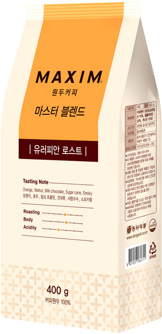 맥스웰하우스 원두커피 유러피안 로스트 400g, 1개