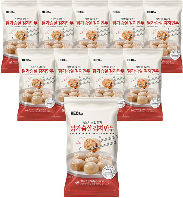 허닭 속보이는 얇은피 닭가슴살 김치만두 180g, 10개