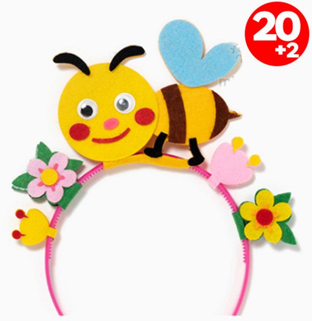 민화샵 펠트 동물 머리띠 만들기 세트 벌, 20세트, 혼합색상