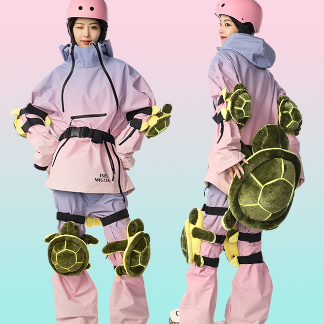 터틀가디언 거북이 보호대 스키 스노보드, 무릎/팔꿈치보호대(2개), 그린, 2개