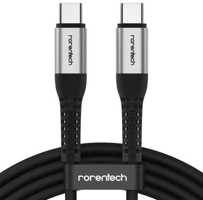 로랜텍 초고속 충전케이블 C타입-C타입 PD 60W, 3m, 실버블랙, 1개
