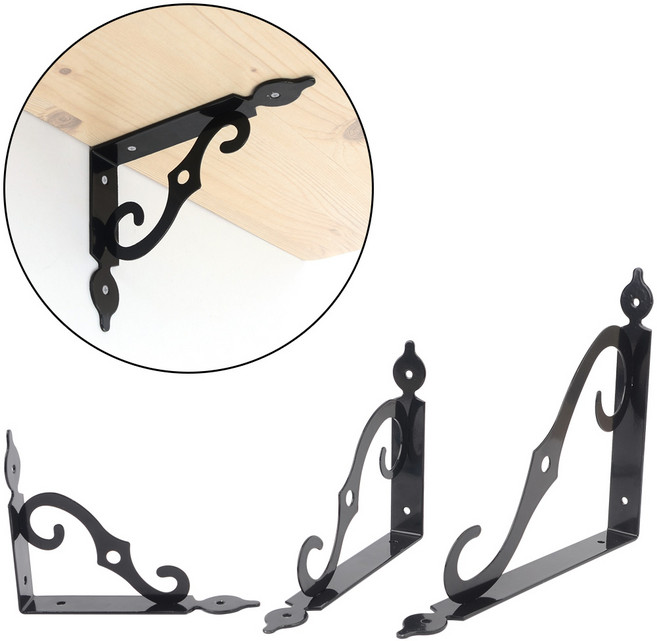 엔틱 선반받침대 철제 검정 선반거치대 diy선반 꺽쇠, 블랙, 1개