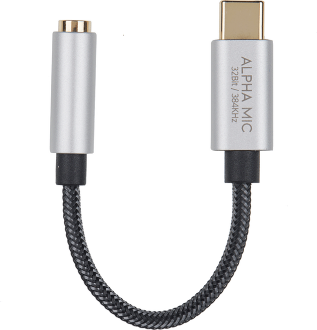 알파믹 ALT384 3.5 to C타입 고해상도 이어폰 마이크 연결 젠더, 실버