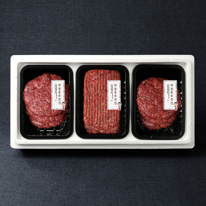 [박참봉푸줏간]한우 떡갈비언양불고기 혼합선물세트 3호 1.26kg (떡갈비360g x 1팩 언양불고기450g x 2팩), 1개, 1260g