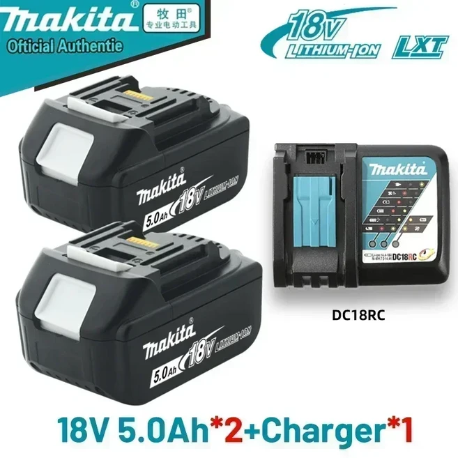 정품 마키타 18V 배터리 6.0AH 충전식 전동 공구 BL1860B, 03 5Ah X2  Charger X1, 01 18V용