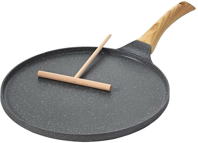 24cm不沾平底煎鍋 適用明火電磁爐, 1個, 新款灰色:26cm