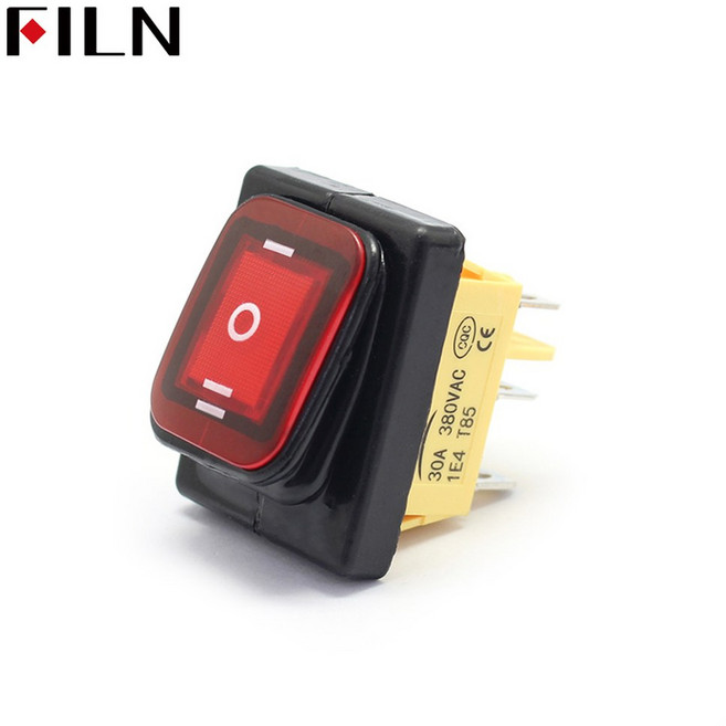 On off 30A/250V 헤비 듀티 6 핀 DPDT IP67 방수 T85 자동 보트 해양 토글 로커 스위치 LED 12V 220V 30x22mm, d, 110V 220V, 1개