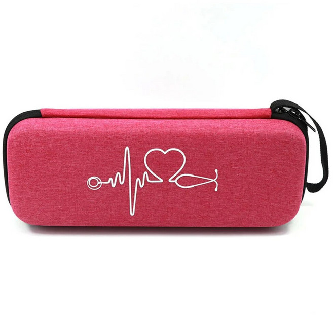 새로운 EVA 여행 휴대용 의료 청진기 보관 상자 메쉬 포켓 케이스 3M Littmann 심장학 III 청진기 운반 가방, 로즈 레드, 1개