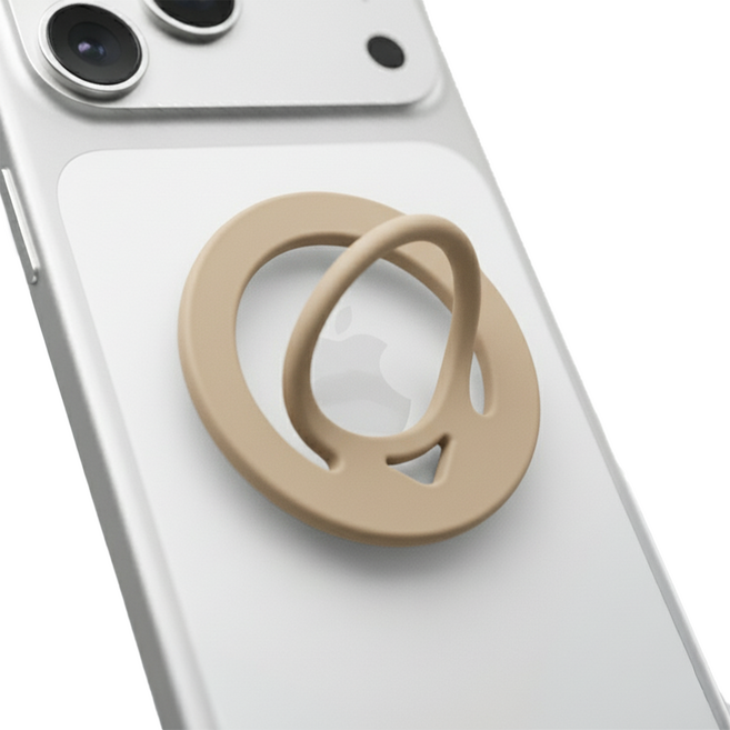 지피 맥세이프 실리콘 핑거링 양면자석 부착 링 홀더, 양면 자석, 베이지