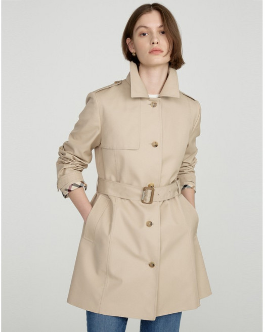 닥스 [트렌치]베이지 체크 배색 트윌 조직 클래식 하프 코트 YMDLCO5BE21I1