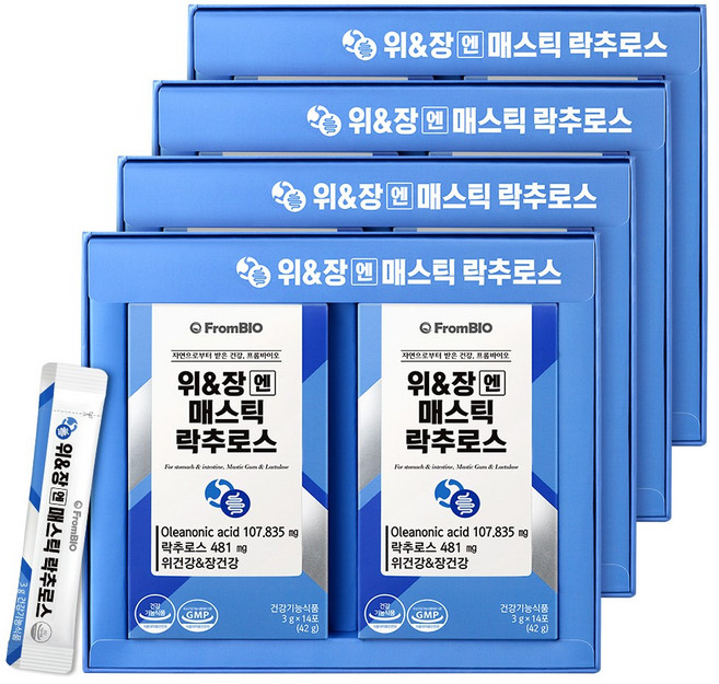 프롬바이오 위&장엔 매스틱 락추로스 유산균 매스틱검 프로바이오틱스 유산균 다이어트, 42g, 8박스