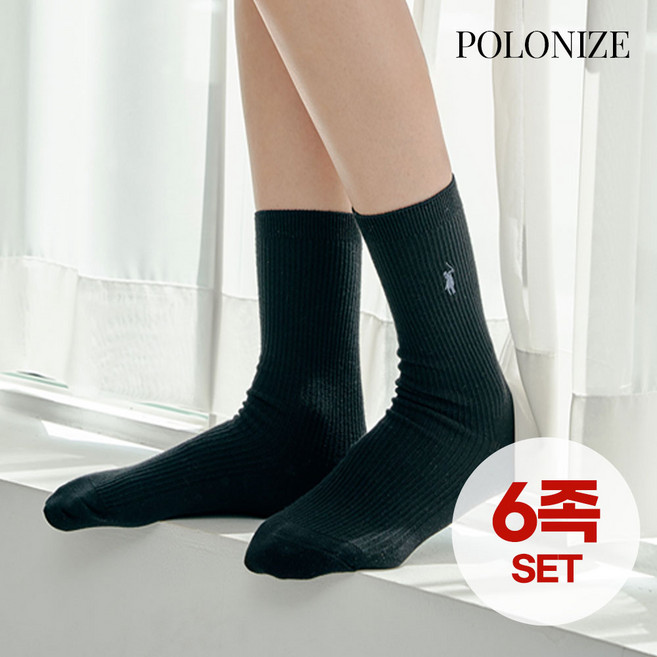[폴로나이즈] 6켤레 SET 롱롱장목 자수삭스