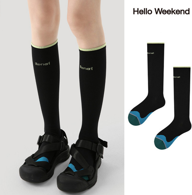 Hello Weekend 여성 양말 완충 운동 봄여름 니삭스 슬림 롱 양말 압박 중장 반장 양말 장목 양말 다리 보온기 필라테스 1족 세트