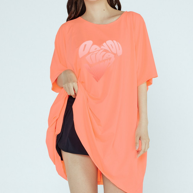 에리페 여성용 하트젬 래쉬가드 판초 상의, 피치