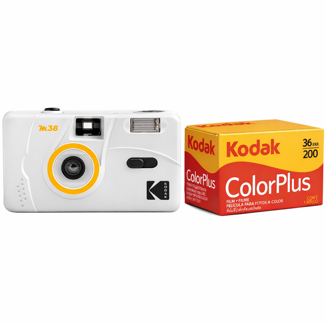 코닥 M38 토이 필름카메라 + 컬러플러스 200/36 세트, 1개, 화이트