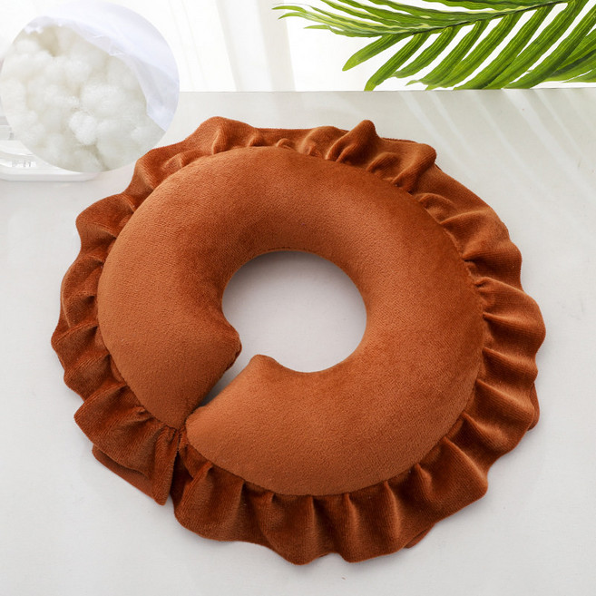 경락 마사지 안마 얼굴 페이스 베개 라텍스 도넛 쿠션, 6_커피진주면크리스탈벨벳, 1개