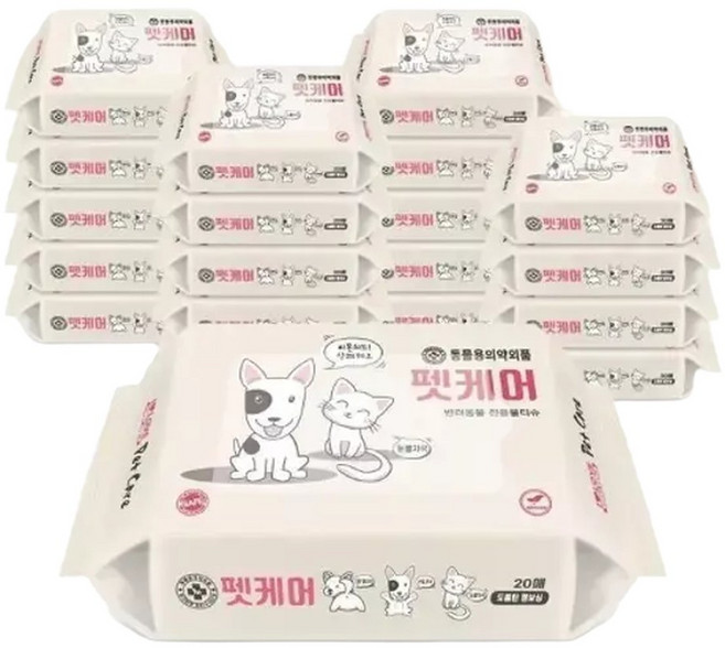 펫케어 물티슈20매x20팩 반려동물 발바닥눈물자국 M037