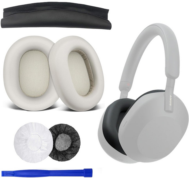 호환 고밀도 단백질가죽 소니 WH-1000XM5 이어패드 교체용 4종 풀세트, 2세트, 베이지, n1595