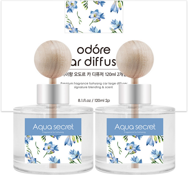 오도르 카 디퓨져 120ml, 아쿠아시크릿, 2개