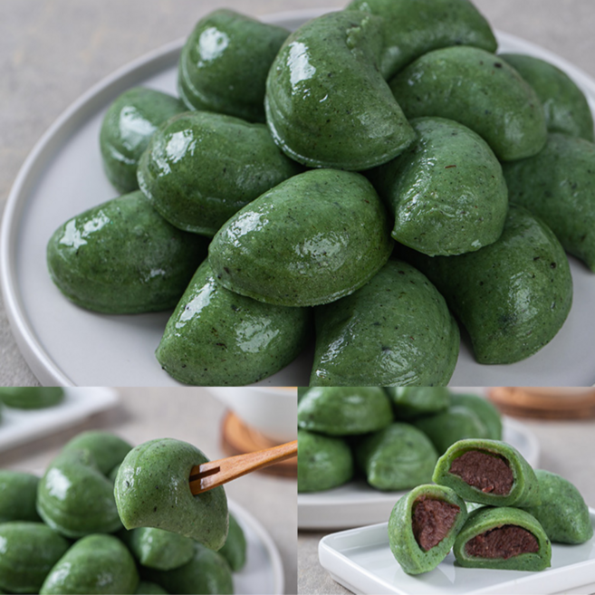 모시잎 바람떡 2kg 굳지않는 떡 / 어르신 간식 영양간식 식사대용 떡, 1개