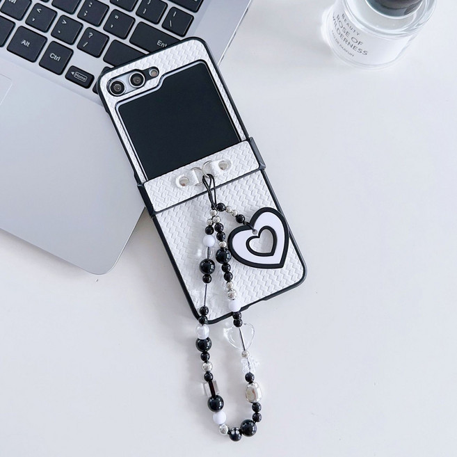 얌코 휴대폰케이스 갤럭시 z플립5 z플립6 z플립7 하트 팔찌 순색의 피질 케이스