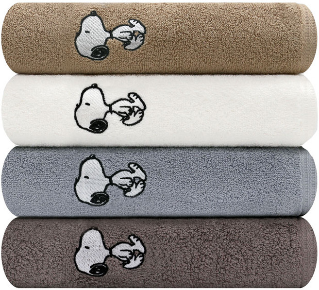 송월타올 스누피리버 순면 30수 수건 어린이집 캐릭터 타월, 라이트그레이, 1개
