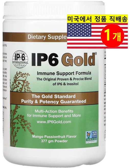 IP-6 인터내셔널 IP6 Gold 면역 지원 포뮬러 파우더 망고 패션프루트 377gm, 377g, 1개 - 쿠팡