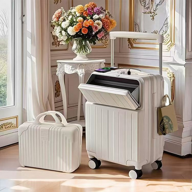 TLOML 캐리어 20인치 레디백 세트 전면 오픈 USB 기내용 대용량 와이드 핸들 캐리어