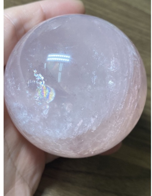 馬達加斯加粉晶67mm晶球擺件附底座
