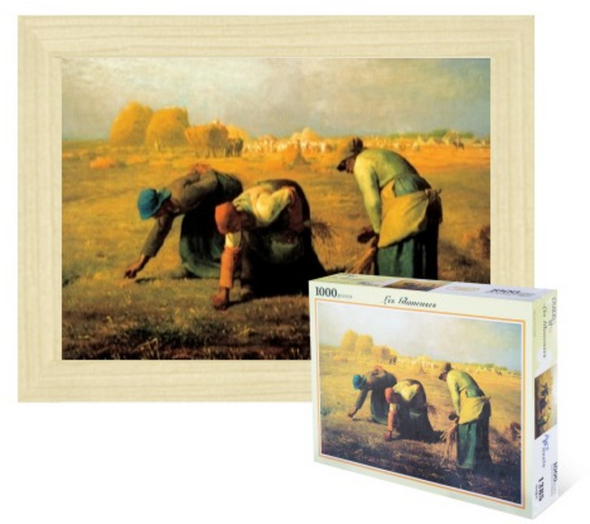 퍼즐피플 이삭줍기 1000P 밀레 명화 직소퍼즐, 액자포함(우드미송), 1000피스, 1개