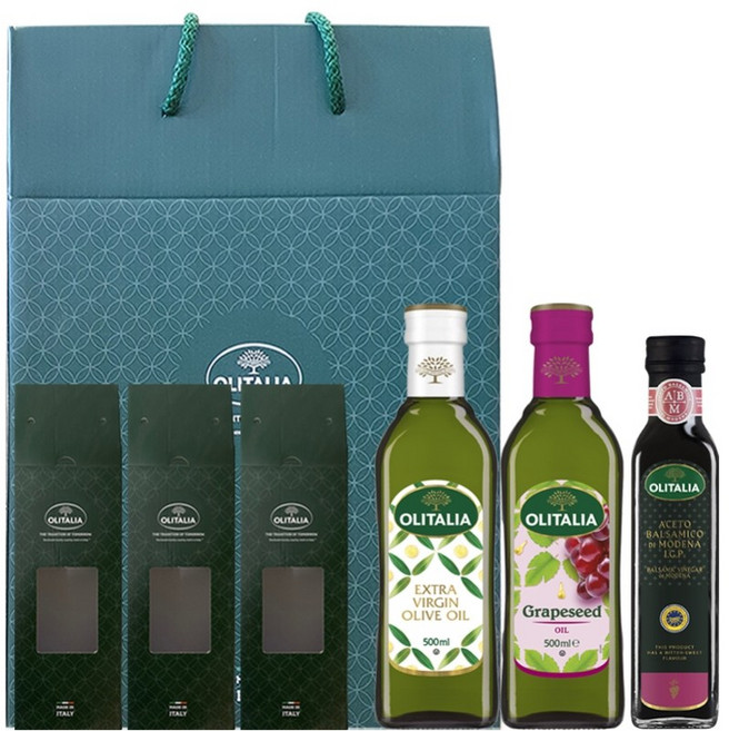 올리타리아 스페셜 29호 세트 올리브유 500ml + 포도씨유 500ml + 모더나발사믹식초 1 그레이프 250ml, 1세트