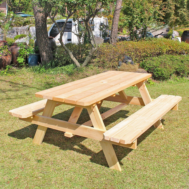 숲에온 일체형 야외테이블 야외용 테이블 6인용 야외용테이블 세트 테라스 파라솔 별매, 일체형 무도색 4인용