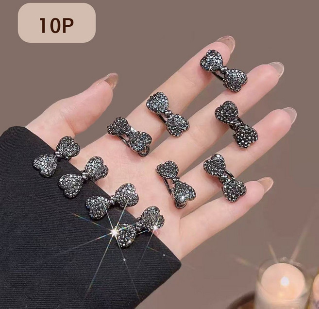 반짝이는 큐빅 리본 미니 헤어 집게핀 앞머리 고정핀 10P세트