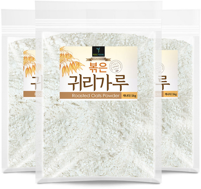 퓨어영 볶은 귀리가루 1kg 오트밀 귀리우유 쉐이크, 3개