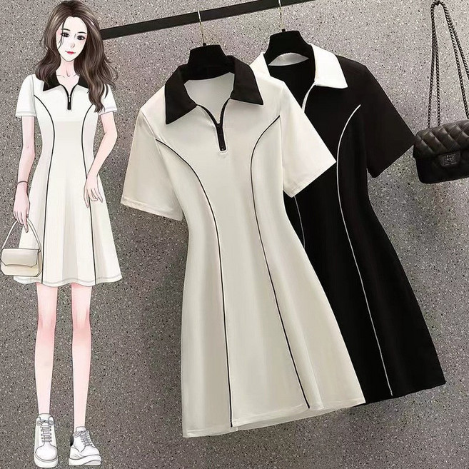 SALE-NEW여름원피스 여성원피스 골프원피스 빅사이즈원피스 셔츠원피스 블랙원피스 반팔 원피스 카라원피스 여성오피스룩 집업 캐주얼원피스 컴포트 원단 3XL