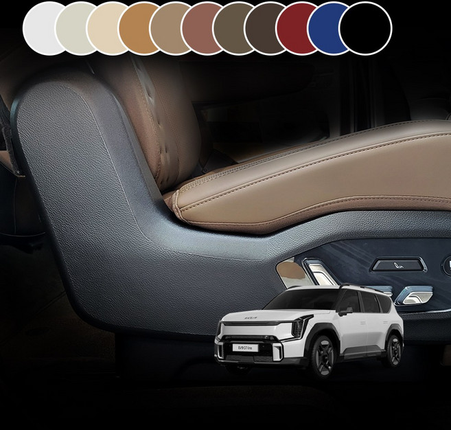 벤딕트 EV9 가죽 도어 커버 튜닝 용품, 블랙, 콘솔박스 후면 (확장형)