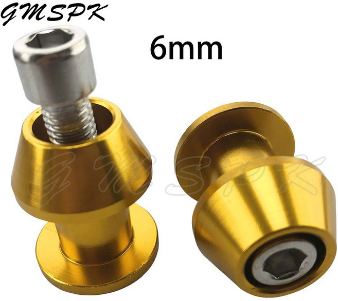 오토바이 알루미늄 합금 스윙 암 스풀 슬라이더 스탠드 나사 액세서리 6mm 10mm 2 개, [05] 6mm Gold, 05 6mm Gold