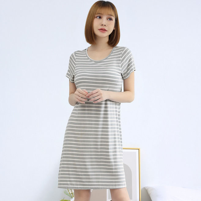 Pink Lady 莫代爾罩杯式圓領短袖睡裙 透氣舒適居家服 親膚柔軟好入眠