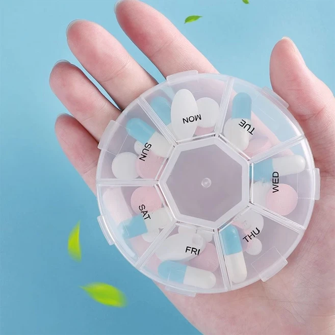 편리한 휴대용 알약 영양제 케이스 일주일 원형 약통_ 20276565EA - 쿠팡