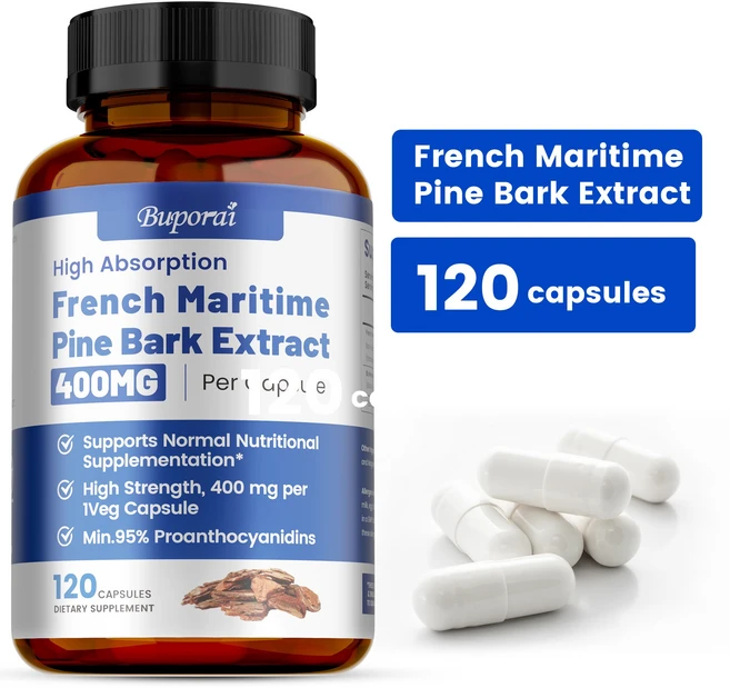 프랑스 해송피 추출물 400mg/개 채식 캡슐 120일 공급 Bioperine 비유전자 채식인, 1개, 120정 - 쿠팡