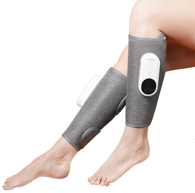 smabat 양쪽다리 공기압 다리 마사지기 무선 다리 안마기 3단계 공기압 모드 3단계 온열 기능, 회색(gray)