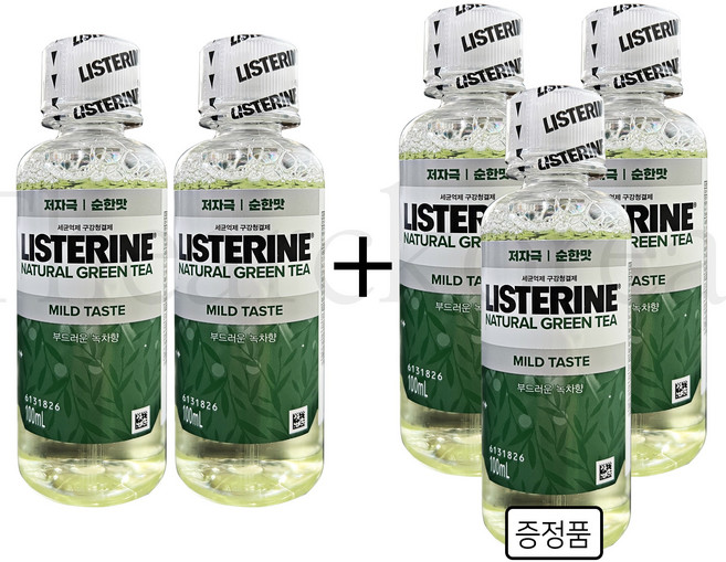 리스테린 그린티 마일드 구강청결제, 100ml, 5개