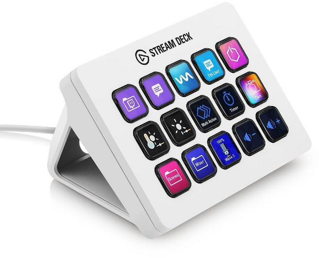 엘가토 스트림덱 MK.2 스튜디오 컨트롤러 15매크로키 OBS 트위치 트리거작업, 15 키(MK.2) 흰색