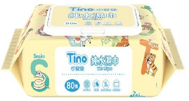 Tino純水濕巾80抽，無酒精無香精，加蓋保濕，寶寶適用，動物字母圖案, 12個, 1個裝, 1g