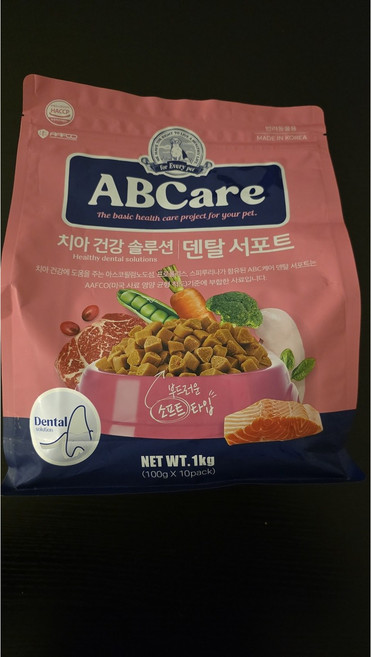 에이비씨케어 전연령 강아지 덴탈 서포트 소프트사료, 닭, 1kg, 1개