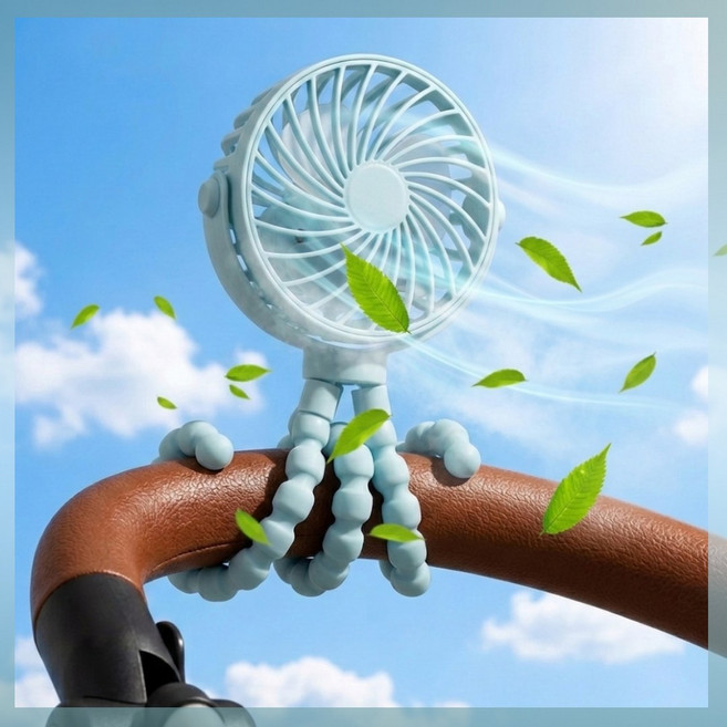 BAGUMO 휴대용 유모차 문어발 저소음 미니선풍기, 민트