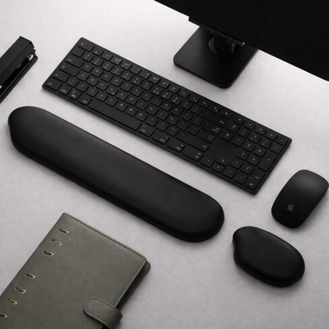 심플딤플 키보드 마우스 손목받침대 팜레스트, 1개, 벨벳 블랙