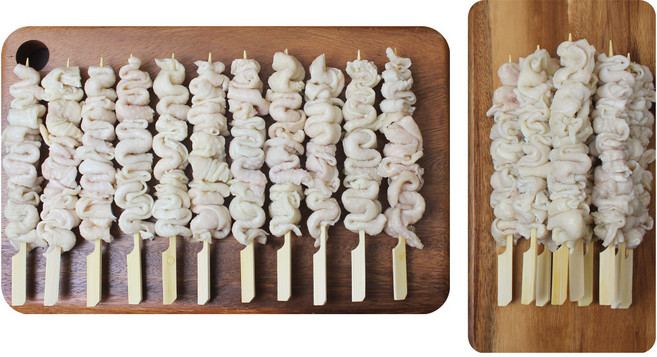 닭껍질꼬치 국내산 20꼬치 닭가죽 닭껍데기 대용량 업소용 도매 캠핑 음식 수제꼬치 간식 안주, 1개, 800g