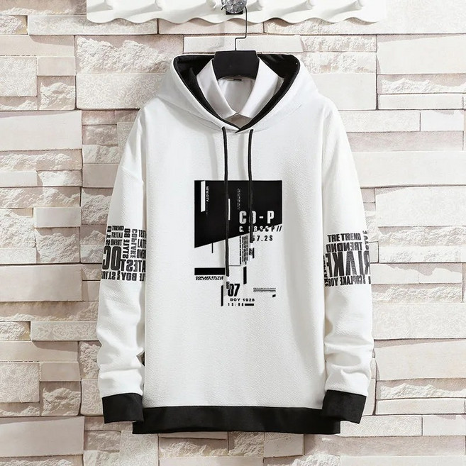 녕동 남성 봄가을 후드티 프린트 패션 캐주얼 루즈핏 후드 맨투맨