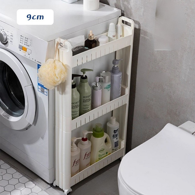 위노라 폭 9/10CM 초슬림 이동식 틈새 수납장 주방 거실 욕실 다용도 수납선반, 크림 화이트, 1개